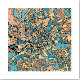 Manchester Map Pattern in Mid Century Pastel Posters and Art